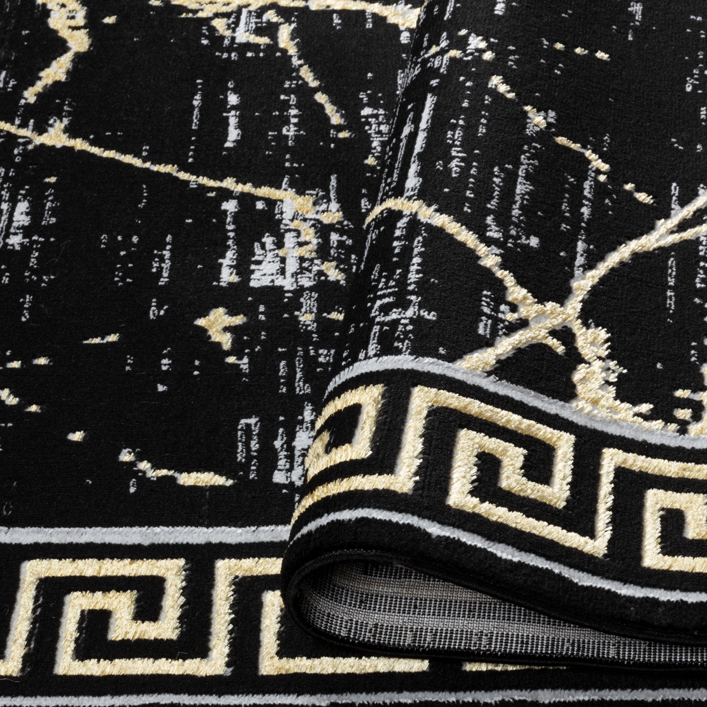 GLORY RUGS Area Rugs Marble 8x10 Black Gold Carpet Modern Abstract Rug Living Room Dining Bedroom Rug